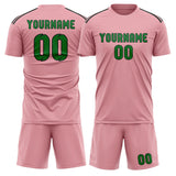 Custom Light Pink Emerald Green Soccer Set
