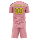 Custom Light Pink Light Yellow Soccer Set