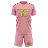 Custom Light Pink Light Yellow Soccer Set