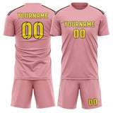 Custom Light Pink Light Yellow Soccer Set