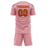 Custom Light Pink Orange Soccer Set