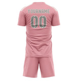 Custom Light Pink Gray Soccer Set