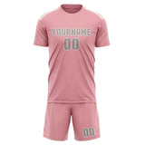 Custom Light Pink Gray Soccer Set