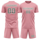 Custom Light Pink Gray Soccer Set