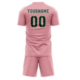 Custom Light Pink Green Soccer Set