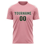 Custom Light Pink Dark Green Soccer Jersey
