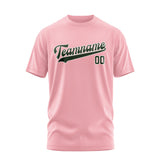Custom Light Pink Dark Green T-Shirt
