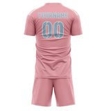 Custom Light Pink Light Blue Soccer Set