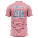 Custom Light Pink Light Blue Soccer Jersey