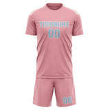 Custom Light Pink Light Blue Soccer Set