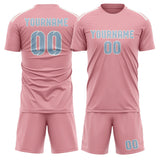 Custom Light Pink Light Blue Soccer Set