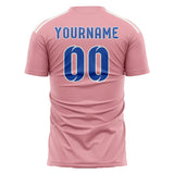 Custom Light Pink Sky Blue Soccer Jersey