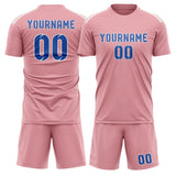 Custom Light Pink Sky Blue Soccer Set