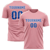 Custom Light Pink Sky Blue Soccer Jersey