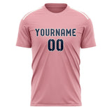Custom Light Pink Blue Soccer Jersey