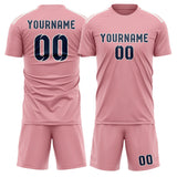 Custom Light Pink Blue Soccer Set