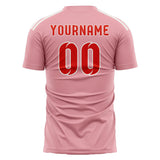 Custom Light Pink Orange Red Soccer Jersey