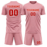 Custom Light Pink Orange Red Soccer Set
