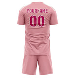 Custom Light Pink Pink Soccer Set