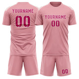Custom Light Pink Pink Soccer Set