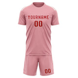 Custom Light Pink Red Soccer Set