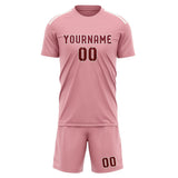 Custom Light Pink Crimson Red Soccer Set