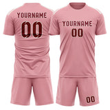 Custom Light Pink Crimson Red Soccer Set
