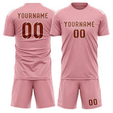 Custom Light Pink Coral Red Soccer Set