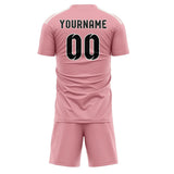 Custom Light Pink Black Soccer Set