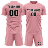 Custom Light Pink Black Soccer Set