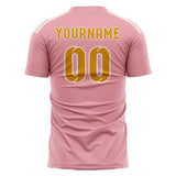Custom Light Pink Yellow Soccer Jersey