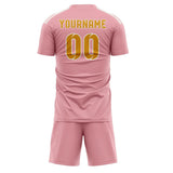Custom Light Pink Yellow Soccer Set