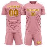 Custom Light Pink Yellow Soccer Set