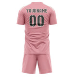 Custom Light Pink Dark Grey Soccer Set