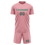 Custom Light Pink Dark Grey Soccer Set
