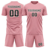 Custom Light Pink Dark Grey Soccer Set