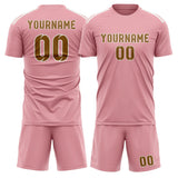 Custom Light Pink Khaki Soccer Set