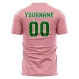 Custom Light Pink Emerald Green Soccer Jersey