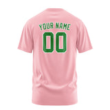 Custom Light Pink Emerald Green T-Shirt