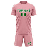 Custom Light Pink Emerald Green Soccer Set