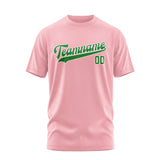 Custom Light Pink Emerald Green T-Shirt