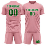 Custom Light Pink Emerald Green Soccer Set