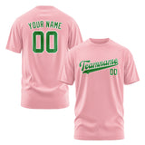 Custom Light Pink Emerald Green T-Shirt