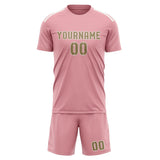 Custom Light Pink Light Khaki Soccer Set