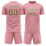 Custom Light Pink Light Khaki Soccer Set