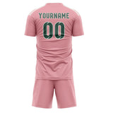 Custom Light Pink Blue Green Soccer Set