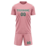 Custom Light Pink Blue Green Soccer Set