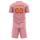 Custom Light Pink Orange Soccer Set