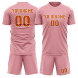 Custom Light Pink Orange Soccer Set