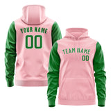 Custom Light Pink Emerald Green Hoodie